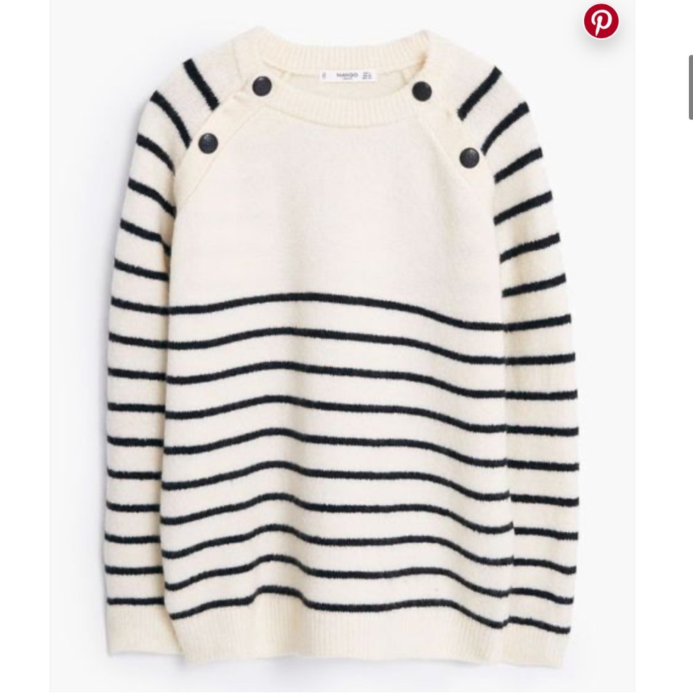 Mango striped knit sweater with buttons